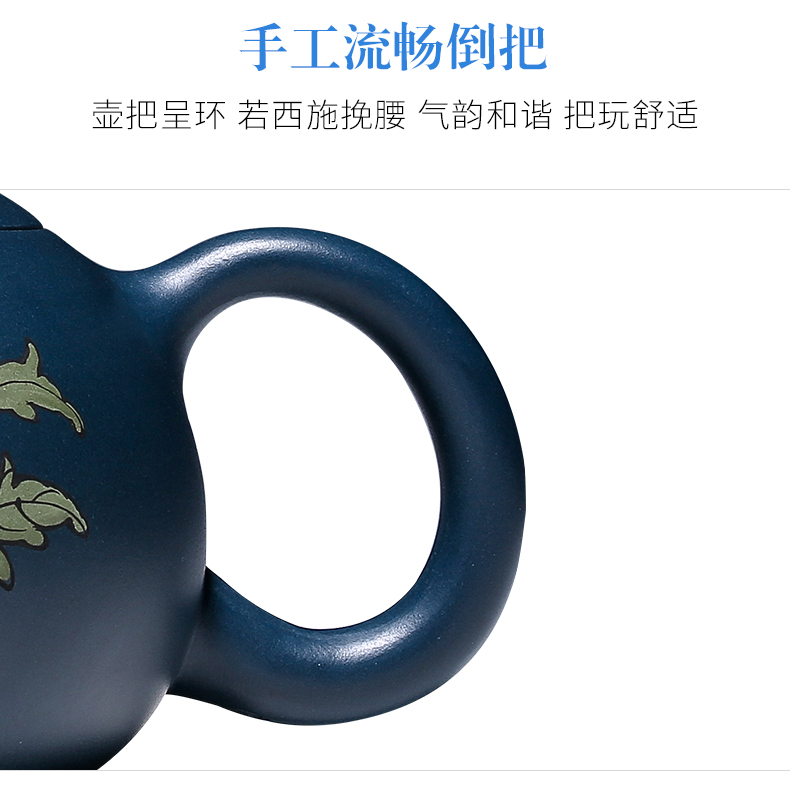 純手工紫砂壺，小巧琺瑯印花紫砂壺